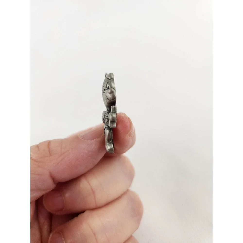 Vintage Pewter Track Bear Pendant Charm Necklace Bracelet Running Runner Baton